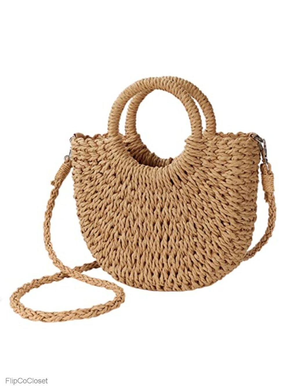 Handwoven Straw Crossbody Bag Woven Shoulder Top Handle Satchel Purse